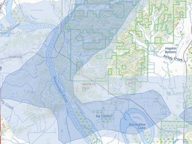 NEXRAD radar-signature map of the hail over Thebes, IL