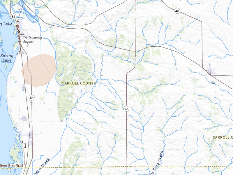 Radar-estimated hail-size map of the storm over Thomson, IL