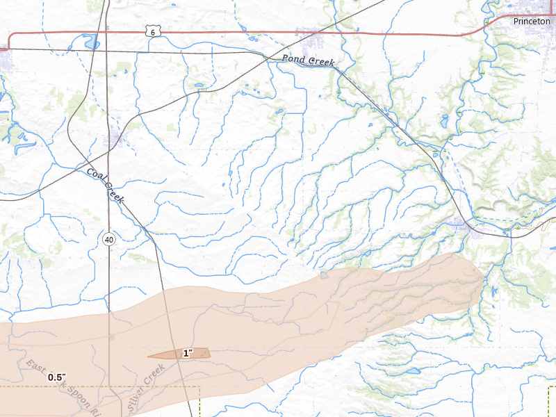 Radar-estimated hail-size map of the storm over Tiskilwa, IL on Mar 30, 2026