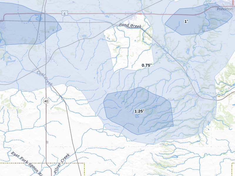 NEXRAD radar-signature map of the hail over Tiskilwa, IL
