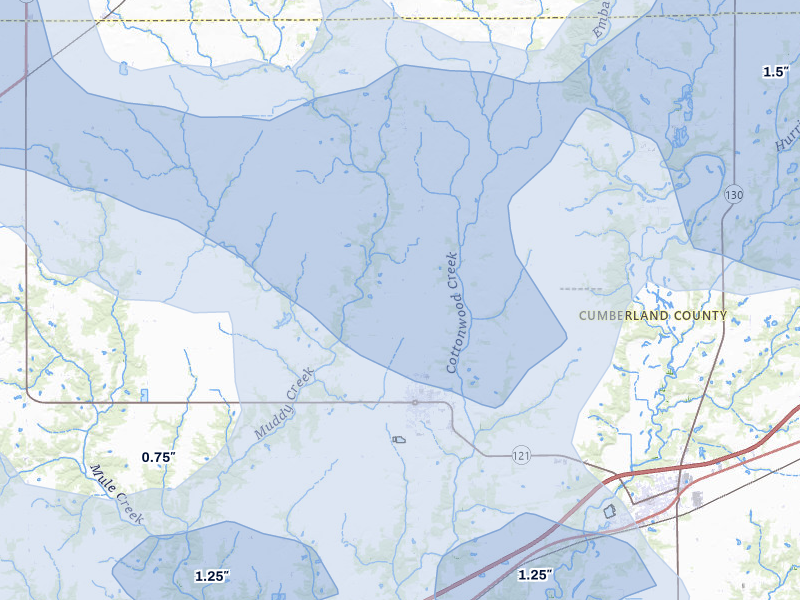 NEXRAD radar-signature map of the hail storm over Toledo, IL on Apr 27, 2026