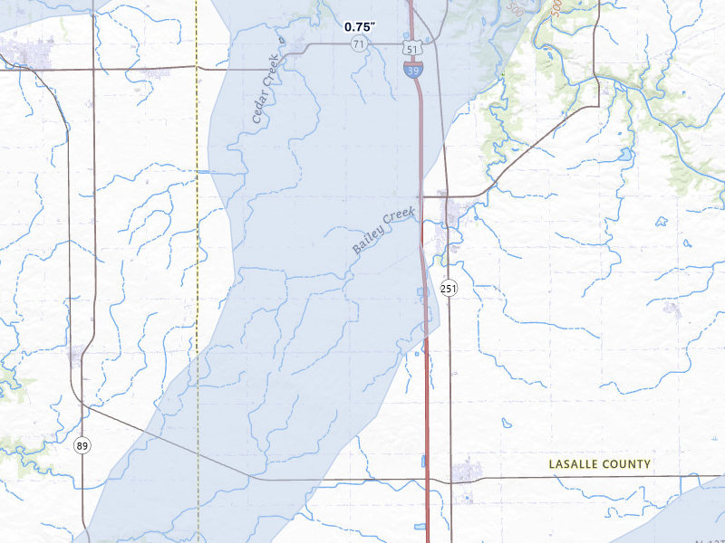 NEXRAD radar-signature map of the hail storm over Tonica, IL on Apr 2, 2026