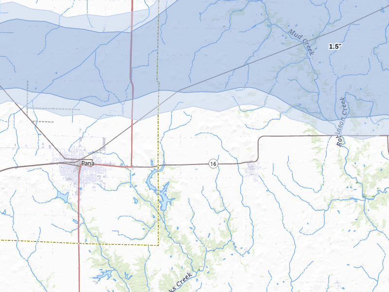 NEXRAD radar-signature map of the hail over Tower Hill, IL