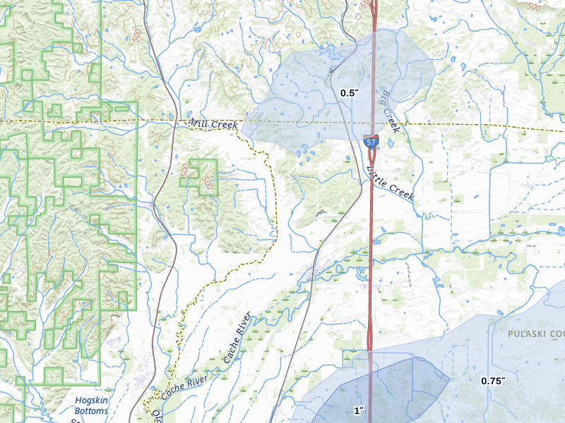 NEXRAD radar-signature map of the hail storm over Ullin, IL on Mar 4, 2026