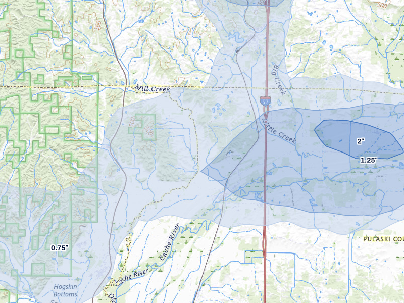 NEXRAD radar-signature map of the hail storm over Ullin, IL on Jun 1, 2026