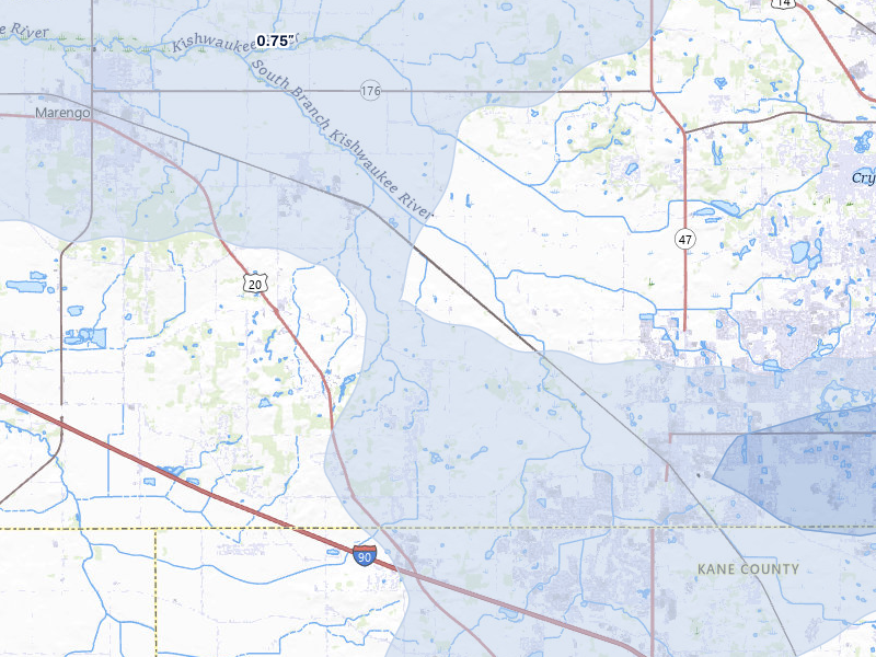 NEXRAD radar-signature map of the hail storm over Union, IL on Mar 30, 2026