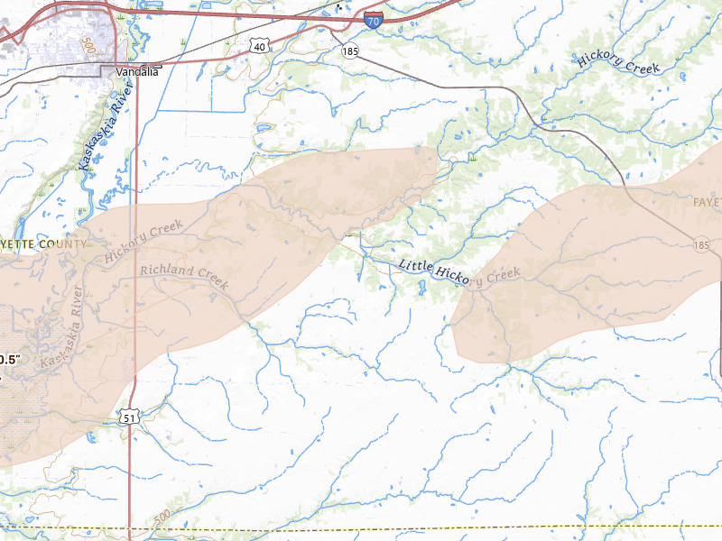 Radar-estimated hail-size map of the storm over Vandalia, IL