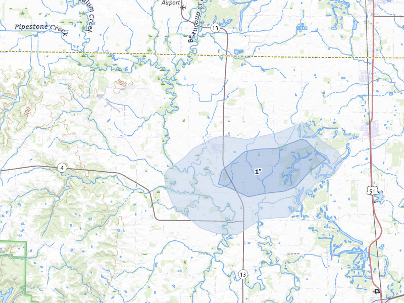 NEXRAD radar-signature map of the hail over Vergennes, IL