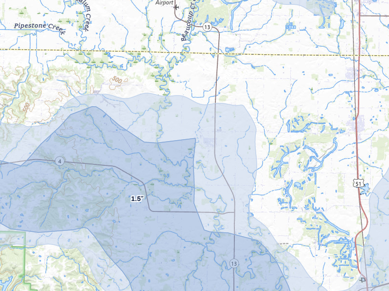 NEXRAD radar-signature map of the hail over Vergennes, IL