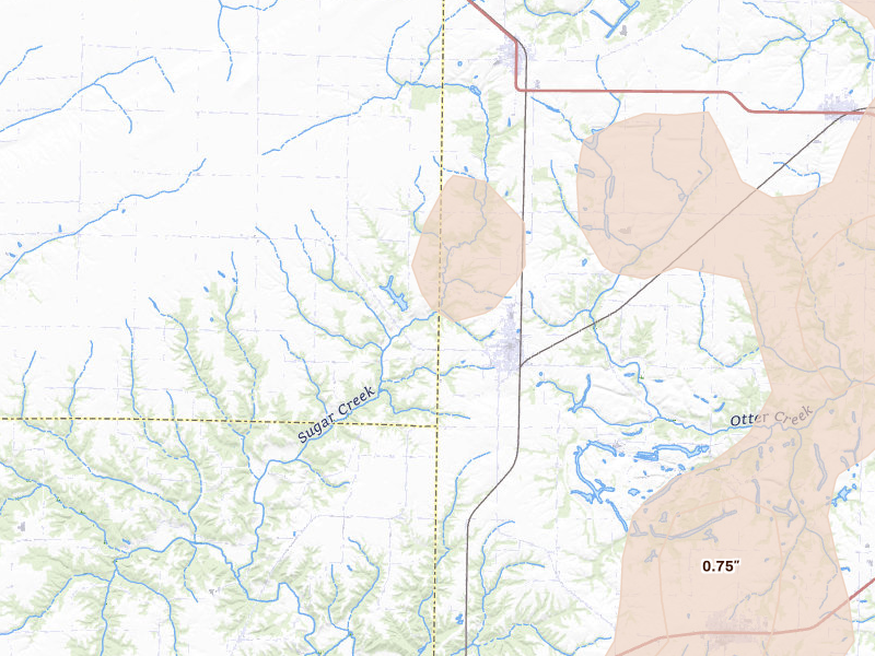 Radar-estimated hail-size map of the storm over Vermont, IL on Apr 17, 2026