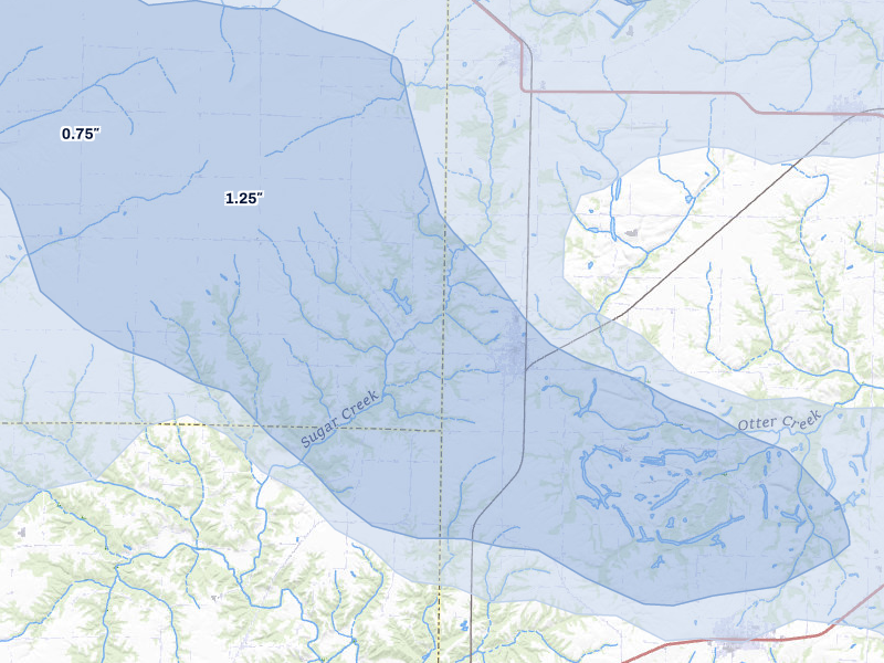 NEXRAD radar-signature map of the hail storm over Vermont, IL on May 4, 2026