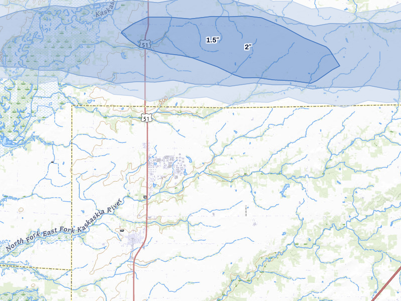 NEXRAD radar-signature map of the hail storm over Vernon, IL on May 4, 2026