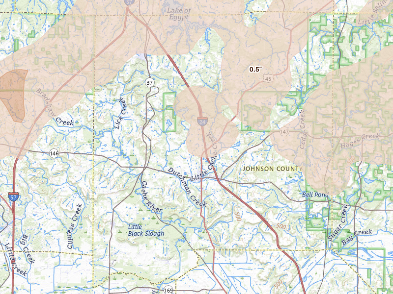 Radar-estimated hail-size map of the storm over Vienna, IL on Apr 27, 2026