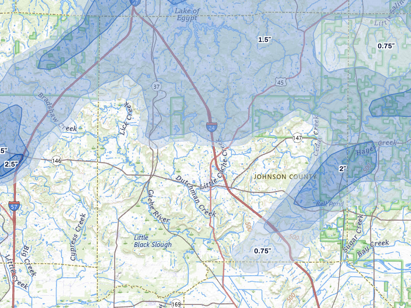 NEXRAD radar-signature map of the hail over Vienna, IL