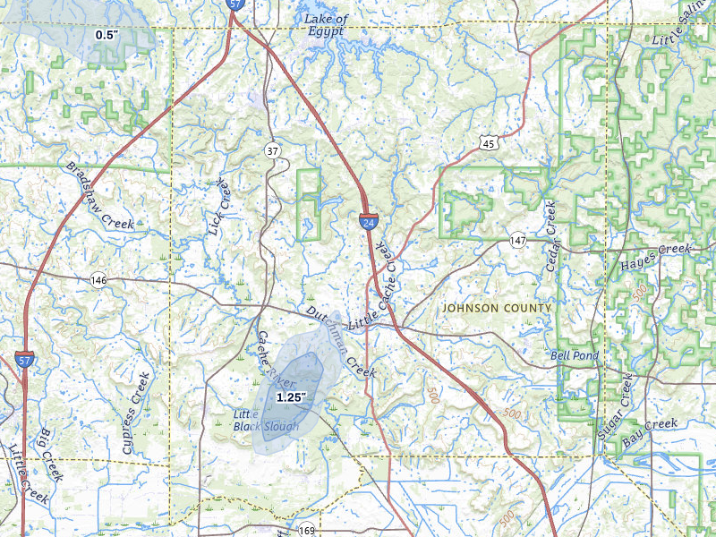 NEXRAD radar-signature map of the hail storm over Vienna, IL on Jun 25, 2026