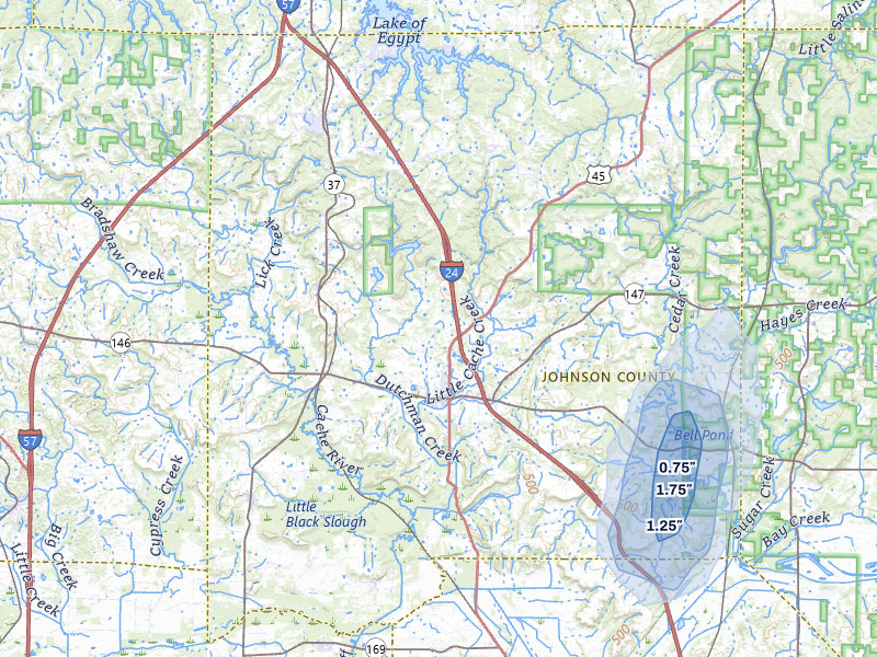 NEXRAD radar-signature map of the hail storm over Vienna, IL on Jul 3, 2026