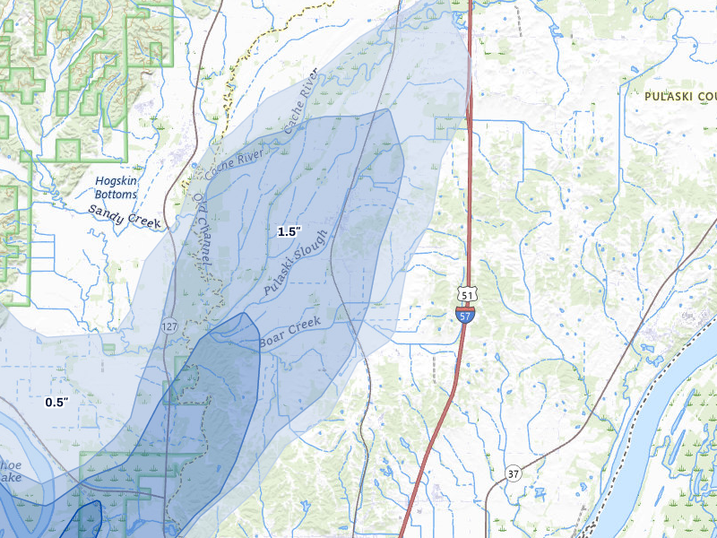NEXRAD radar-signature map of the hail over Villa Ridge, IL