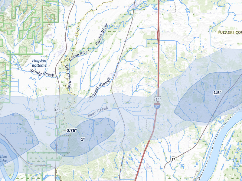NEXRAD radar-signature map of the hail over Villa Ridge, IL