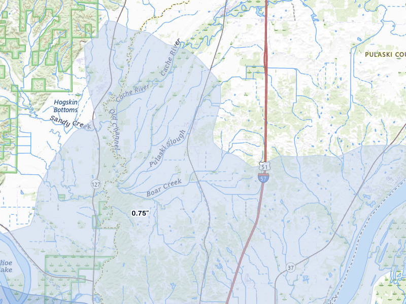 NEXRAD radar-signature map of the hail storm over Villa Ridge, IL on Jul 9, 2026
