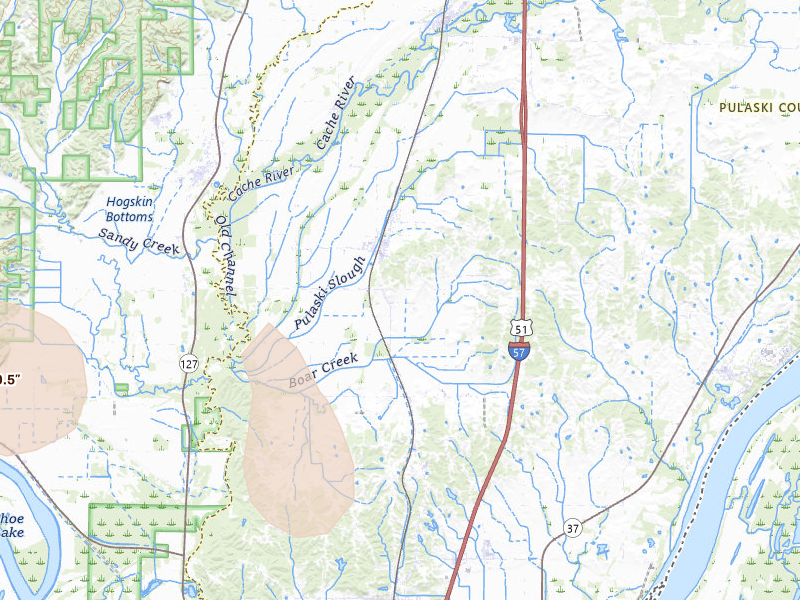 Radar-estimated hail-size map of the storm over Villa Ridge, IL on Jul 31, 2026