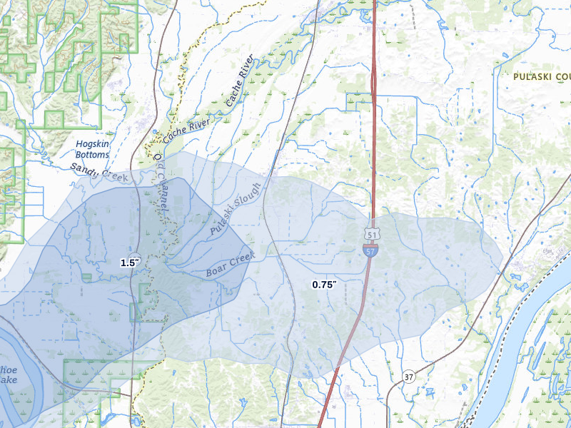 NEXRAD radar-signature map of the hail storm over Villa Ridge, IL on Jul 31, 2026