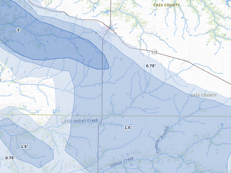 NEXRAD radar-signature map of the hail storm over Virginia, IL on May 4, 2026