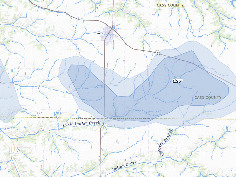 NEXRAD radar-signature map of the hail storm over Virginia, IL on May 16, 2026