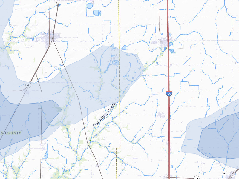NEXRAD radar-signature map of the hail storm over Waggoner, IL on Apr 27, 2026
