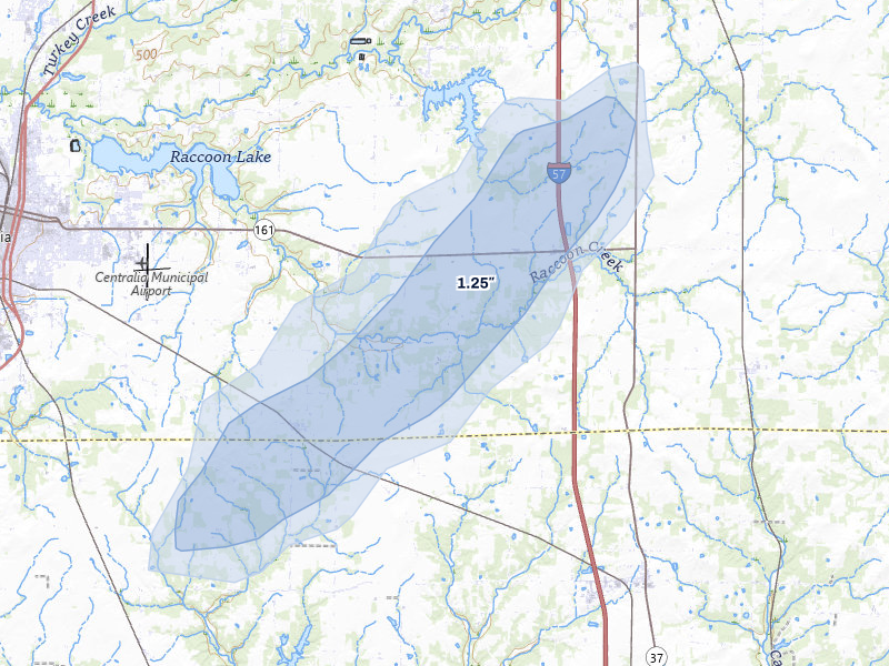 NEXRAD radar-signature map of the hail storm over Walnut Hill, IL on Mar 4, 2026