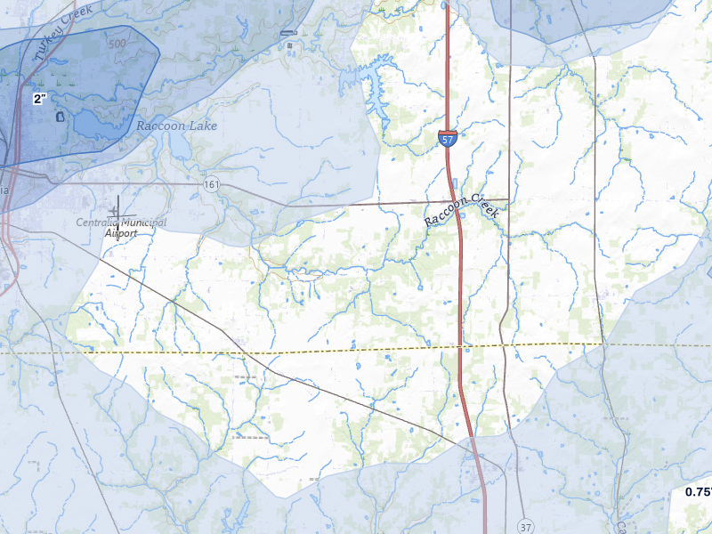 NEXRAD radar-signature map of the hail storm over Walnut Hill, IL on Apr 27, 2026