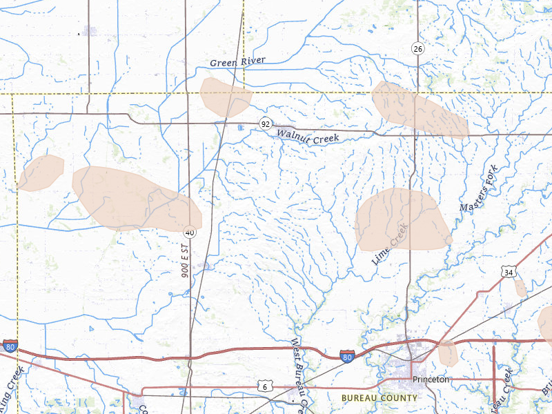 Radar-estimated hail-size map of the storm over Walnut, IL on Aug 12, 2026