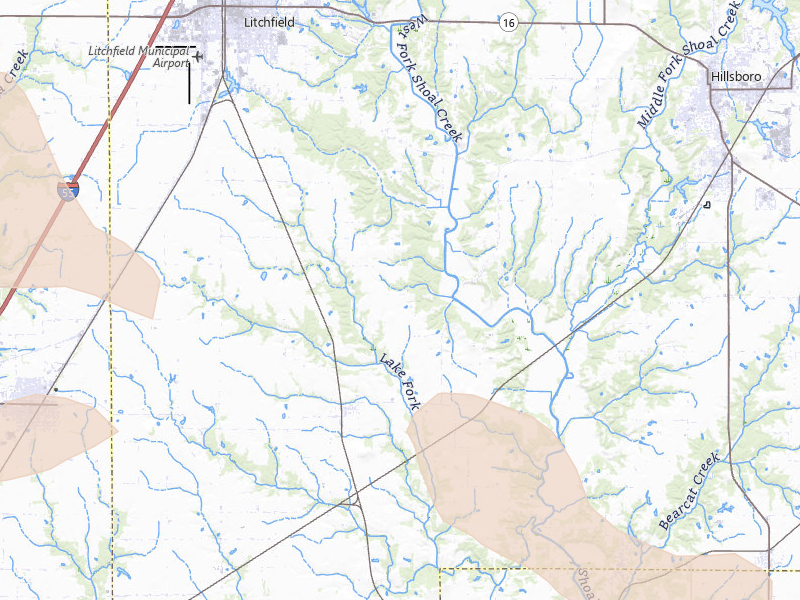 Radar-estimated hail-size map of the storm over Walshville, IL on Jul 10, 2026