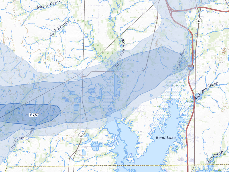 NEXRAD radar-signature map of the hail over Waltonville, IL