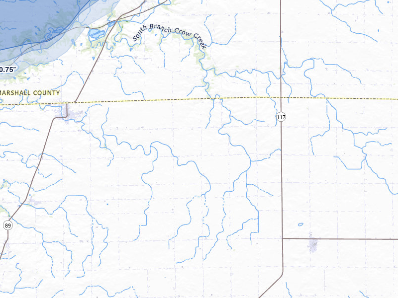NEXRAD radar-signature map of the hail storm over Washburn, IL on Apr 2, 2026