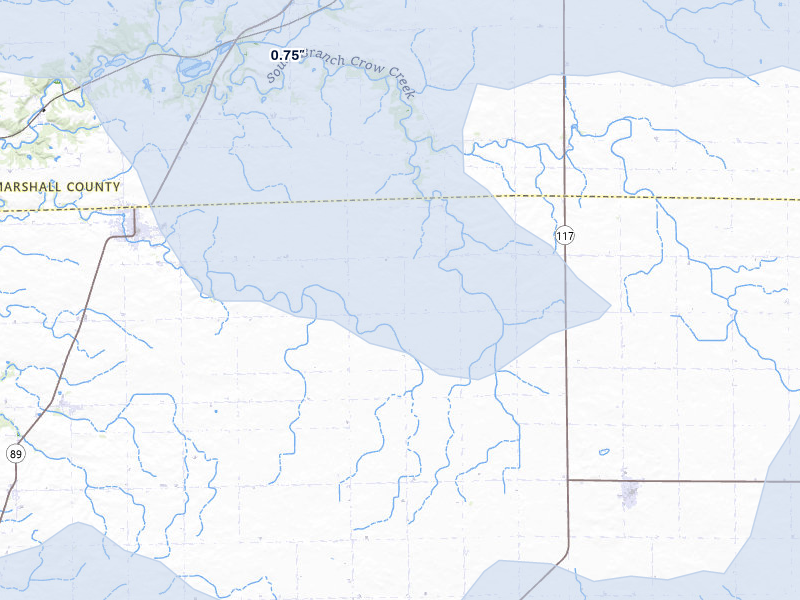 NEXRAD radar-signature map of the hail storm over Washburn, IL on May 4, 2026