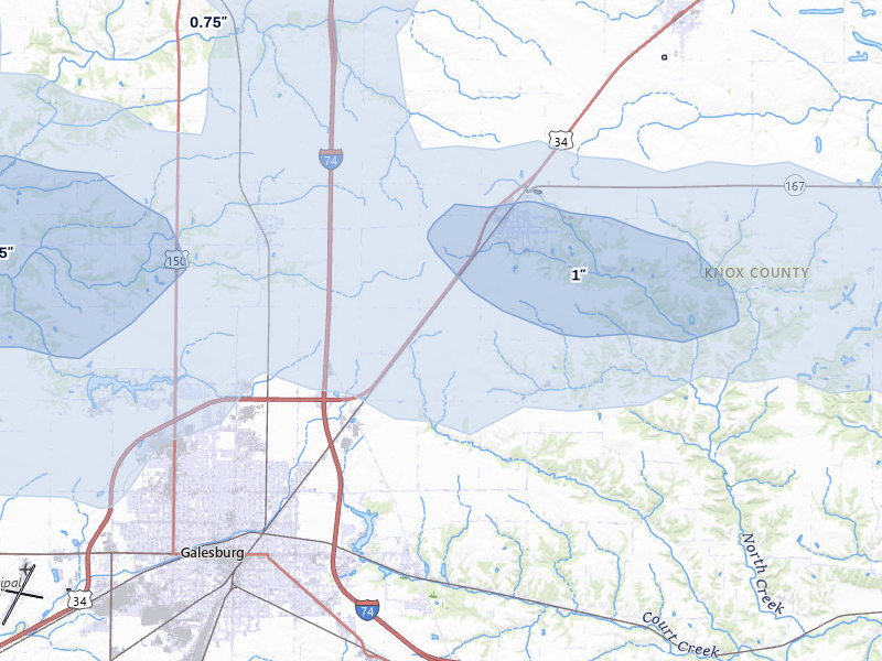 NEXRAD radar-signature map of the hail storm over Wataga, IL on May 4, 2026