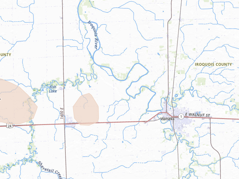 Radar-estimated hail-size map of the storm over Watseka, IL on Mar 26, 2026
