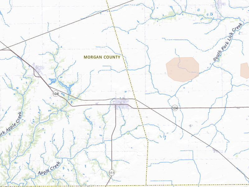 Radar-estimated hail-size map of the storm over Waverly, IL on Jun 17, 2026