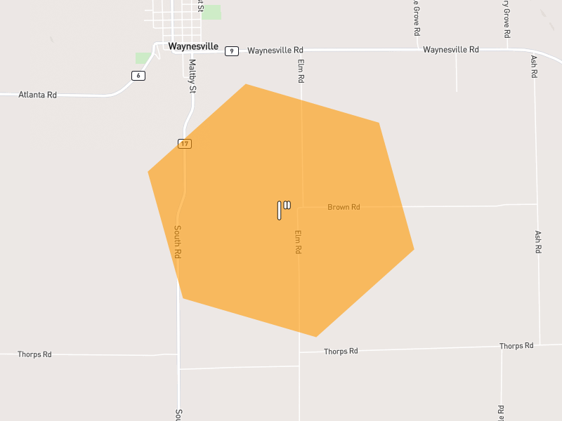 Hail map of Waynesville, IL on Jul 4, 2026, hail up to 1"