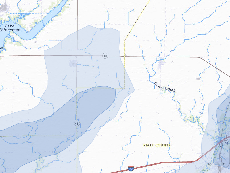 NEXRAD radar-signature map of the hail over Weldon, IL