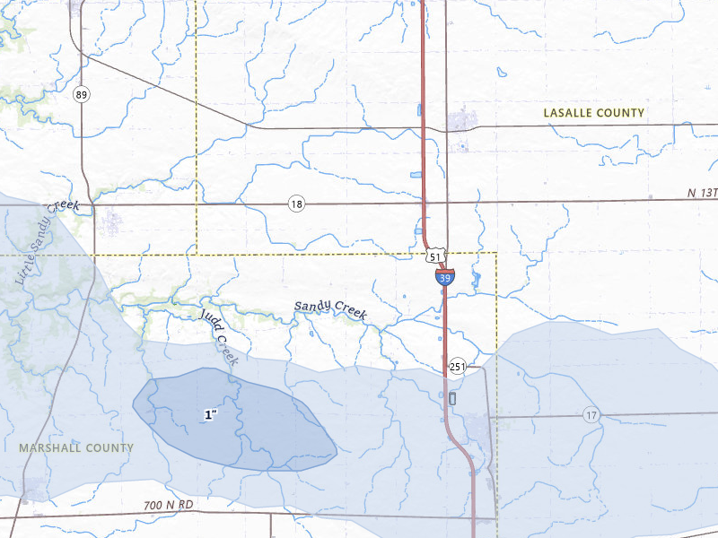 NEXRAD radar-signature map of the hail storm over Wenona, IL on May 15, 2026