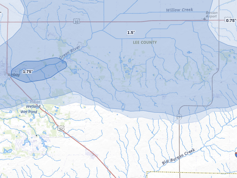 NEXRAD radar-signature map of the hail storm over West Brooklyn, IL on Aug 9, 2026