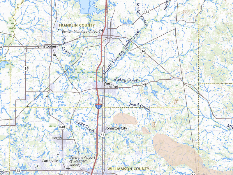 Radar-estimated hail-size map of the storm over West Frankfort, IL on Jul 10, 2026