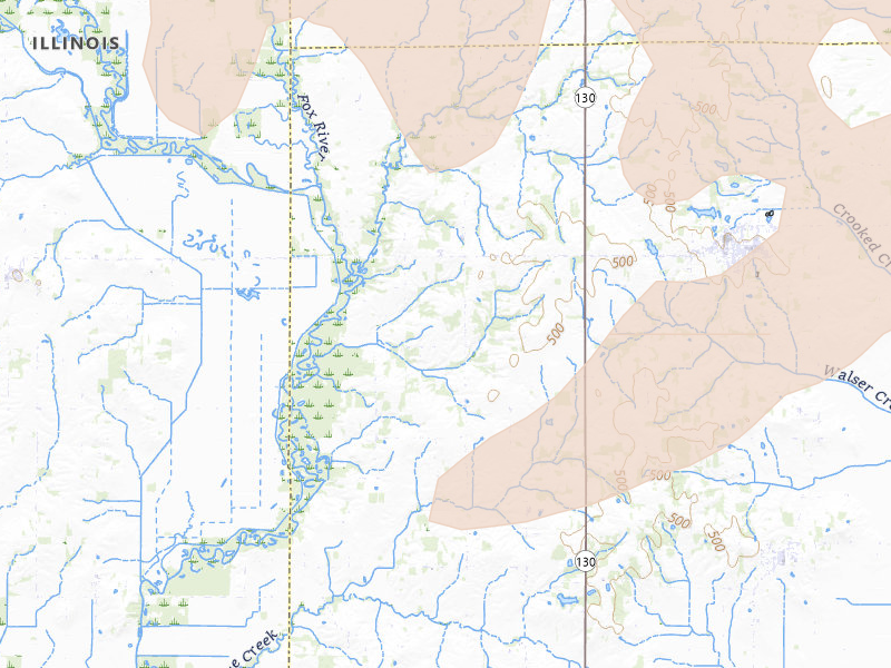 Radar-estimated hail-size map of the storm over West Salem, IL on Apr 27, 2026