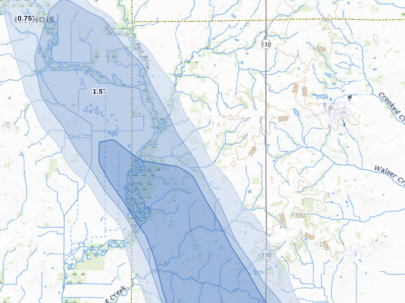NEXRAD radar-signature map of the hail storm over West Salem, IL on Jul 26, 2026