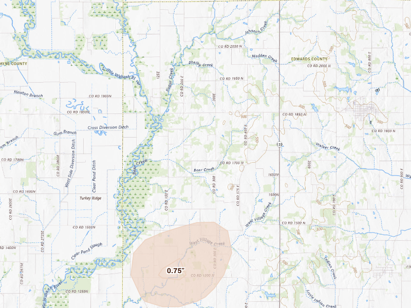 Radar-estimated hail-size map of the storm over West Salem, IL