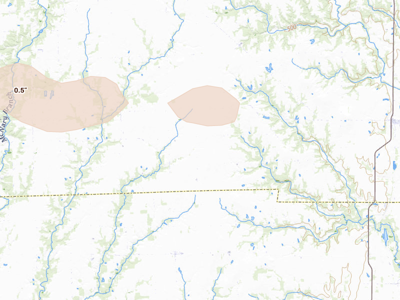 Radar-estimated hail-size map of the storm over West York, IL on Jun 17, 2026
