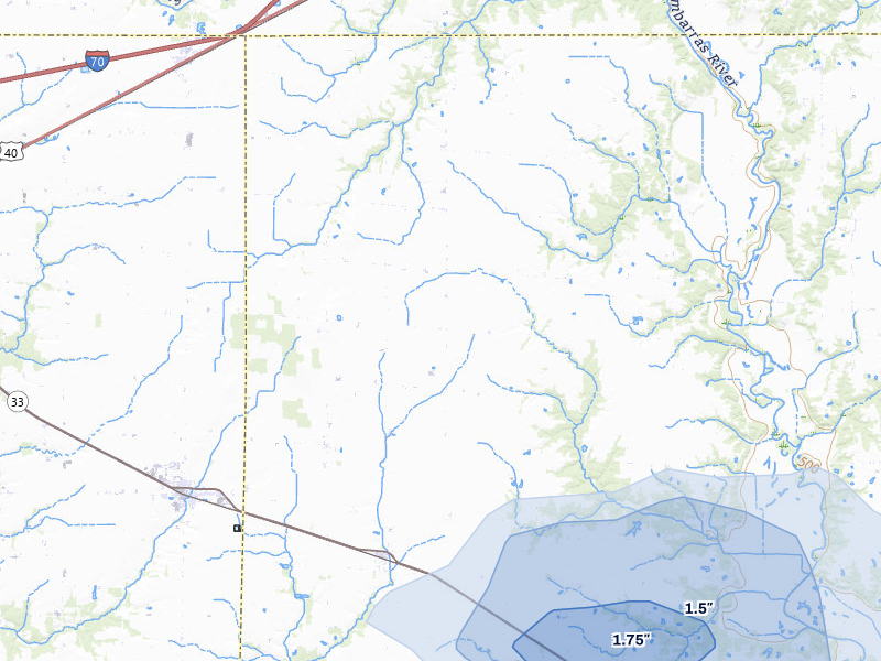 NEXRAD radar-signature map of the hail over Wheeler, IL