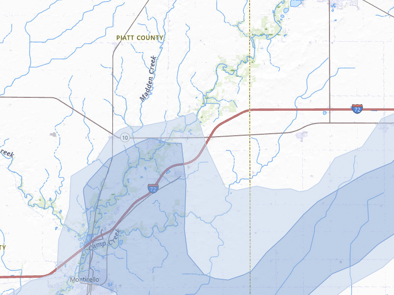 NEXRAD radar-signature map of the hail over White Heath, IL