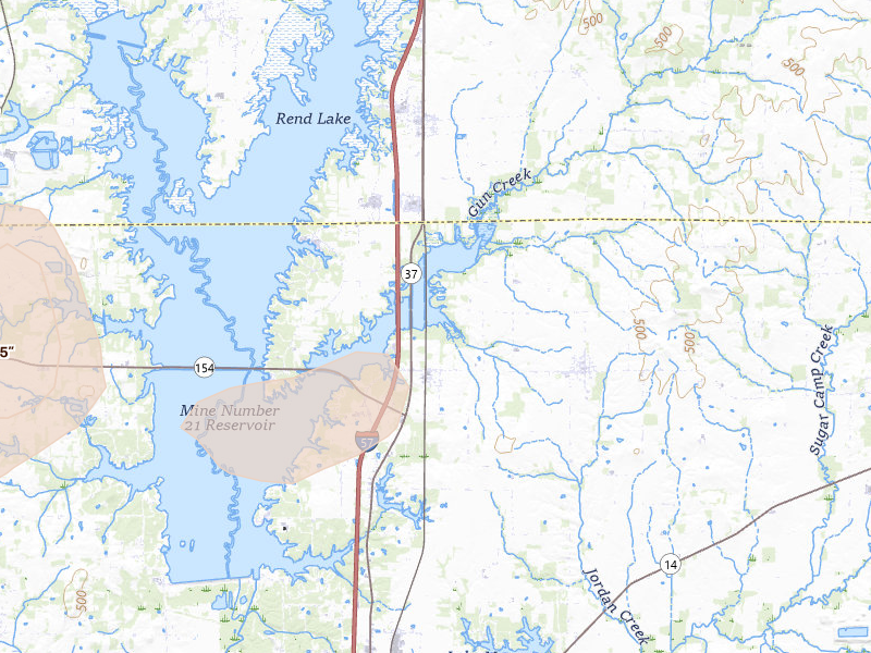 Radar-estimated hail-size map of the storm over Whittington, IL on Jul 8, 2026